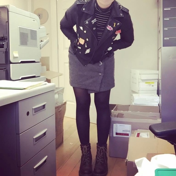 Zara Faux Leather Biker Jacket with Fun Pins - Picture 9 of 9